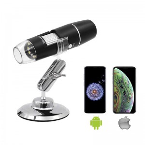 Bezdrátový digitální mikroskop 50x až 1000x, 8 LED endoskopická kamera se zvětšením, s pouzdrem a kovovým stojanem, kompatibilní pro Android Windows 7 8 10 Linux Mac