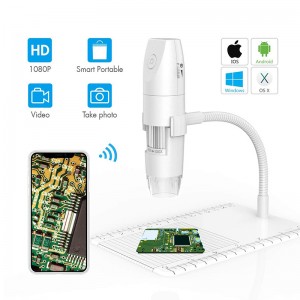 Bezdrátový digitální mikroskop 50x až 1000x, bezdrátový digitální mikroskop, flexibilní stojan pro pozorování paží s 1080p HD 2.0 MP 8 LED fotoaparátem, mini ruční mikroskop pro Android iOS PC